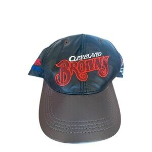 Vintage Cleveland Browns Snapback Hat Genuine Leather NFL Football Cap USA 90s